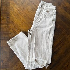 PacSun Women's Light Tan Cream 90s Boyfriend Straight Leg Long Jeans - Size 27